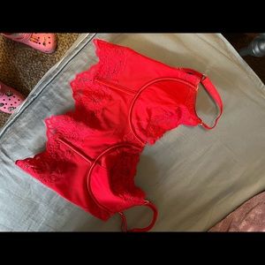 Red lace bustier